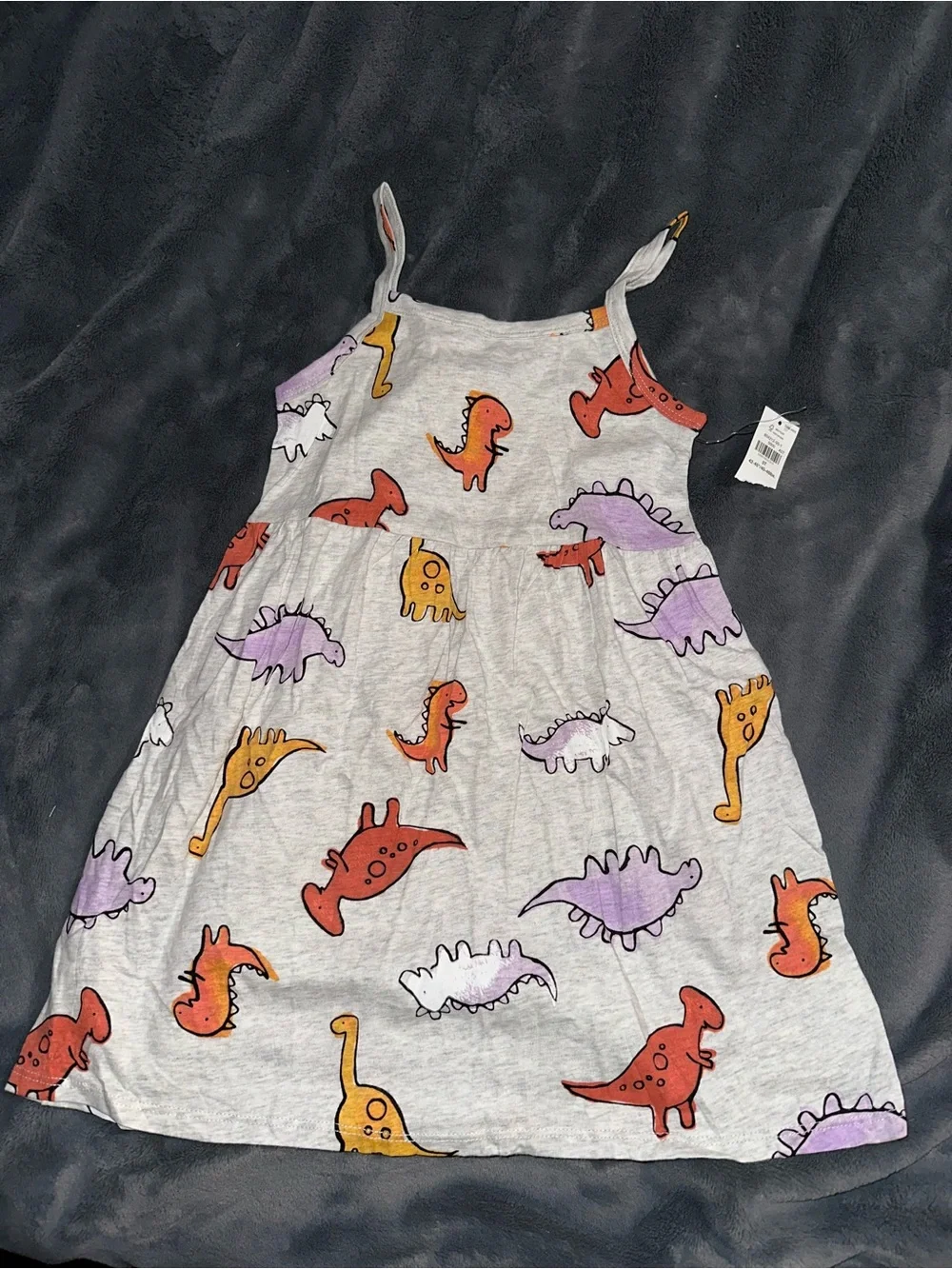 Old Navy toddler girl Grey Dinosaur Print Tank Dress - Multicolor Dinosaurs
